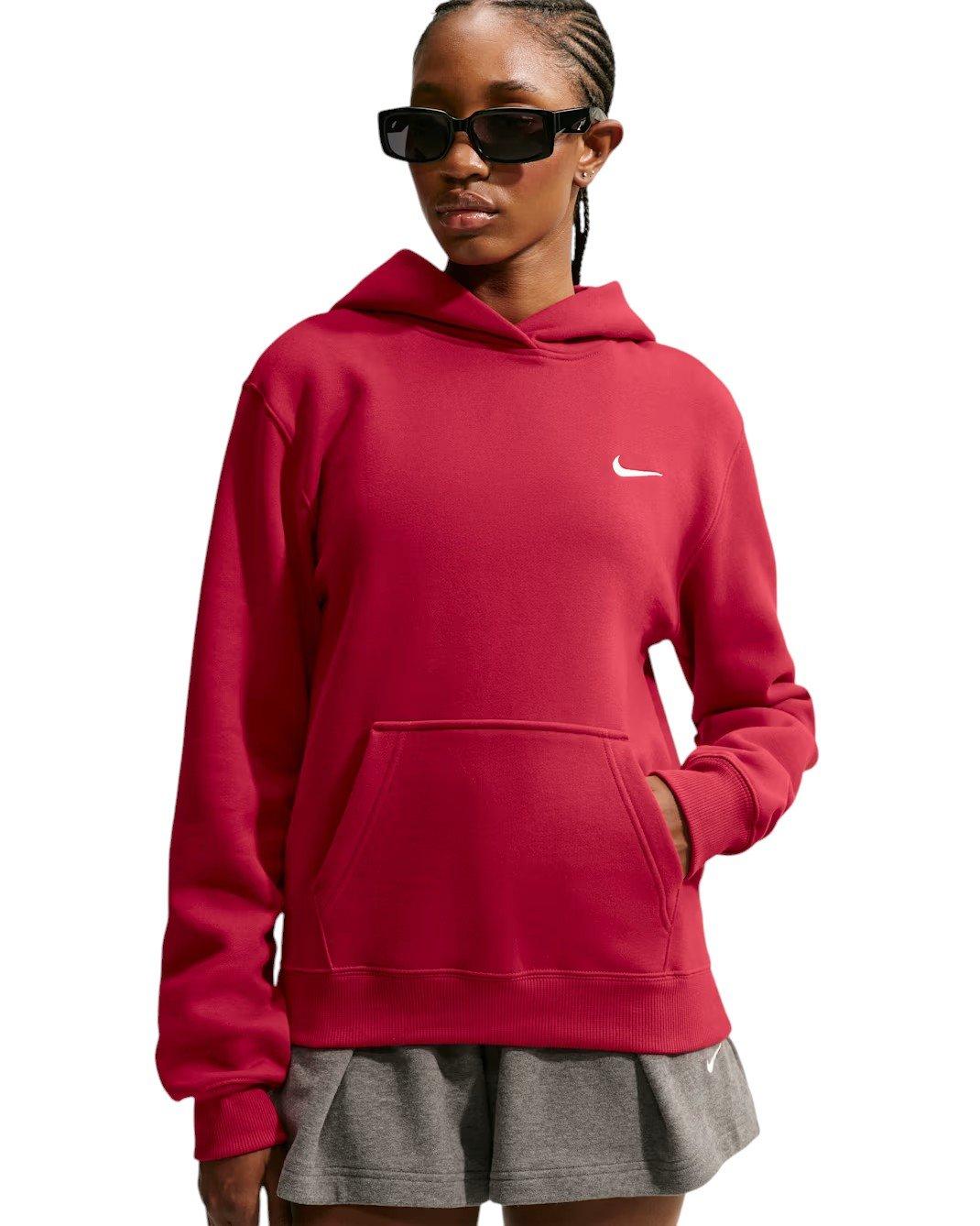 Nike Women's Studio Fleece Medium Weight Embroidered Logo Pullover Hoodie - Red - RED